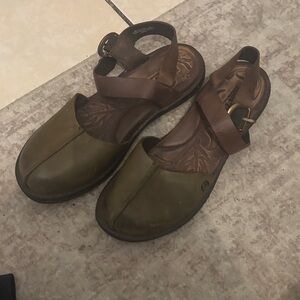 Born Olive and Brown Sandals